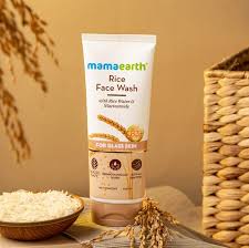 mamaearth rice face wash with rice water & niacinamide for glass skin 100ml| hydrated, even skintone